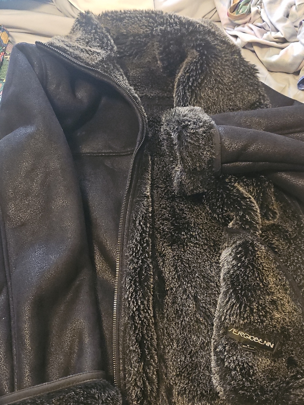 Black Suede Fur Winter CoatVero Moda Black Faux Shearling Jacket with Hood